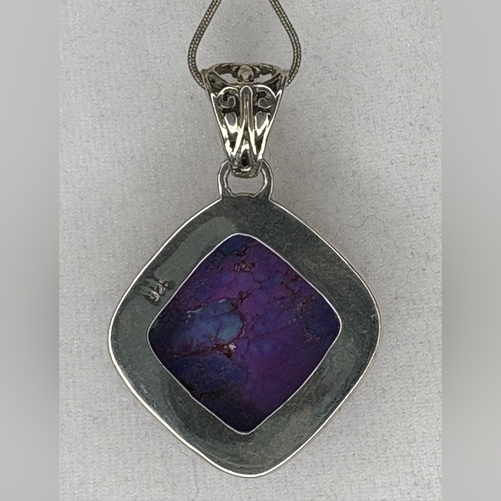 Sterling Silver & Charoite Stone Pendant - Picture 2 of 4